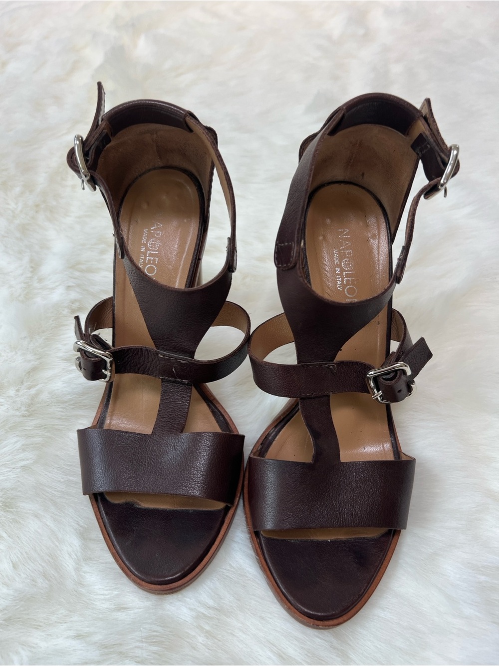 Napoleoni Leather Buckle-Strap Heels sandals made in Italy feminine summer wear